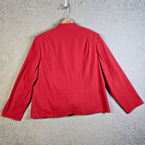 JM Collection Red Suede Like Zip Up Jacket 18W Plus Minimalist Blazer Trending - Picture 2 of 11